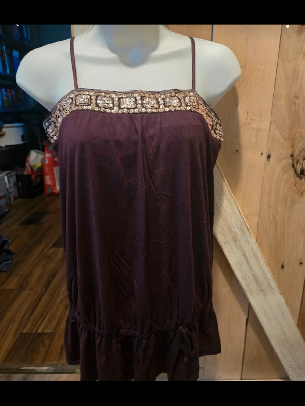 Xhilaration Purple Embellished Spaghetti Strap Camisole